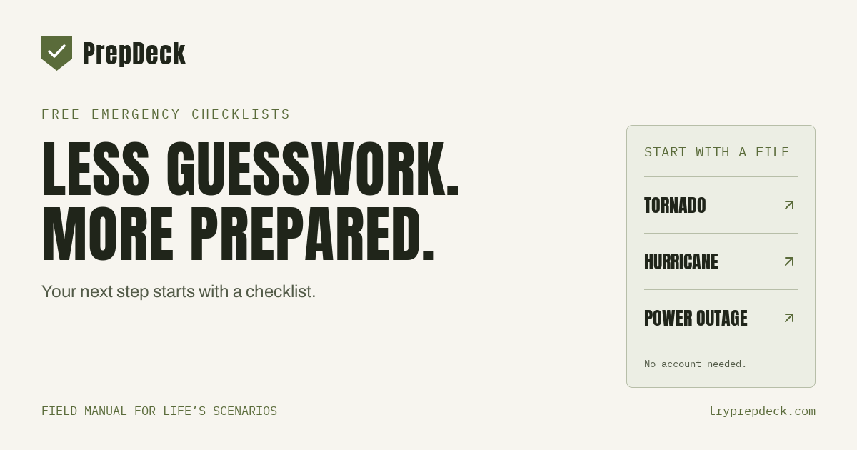 I built PrepDeck: free emergency checklists you can use without an account and print